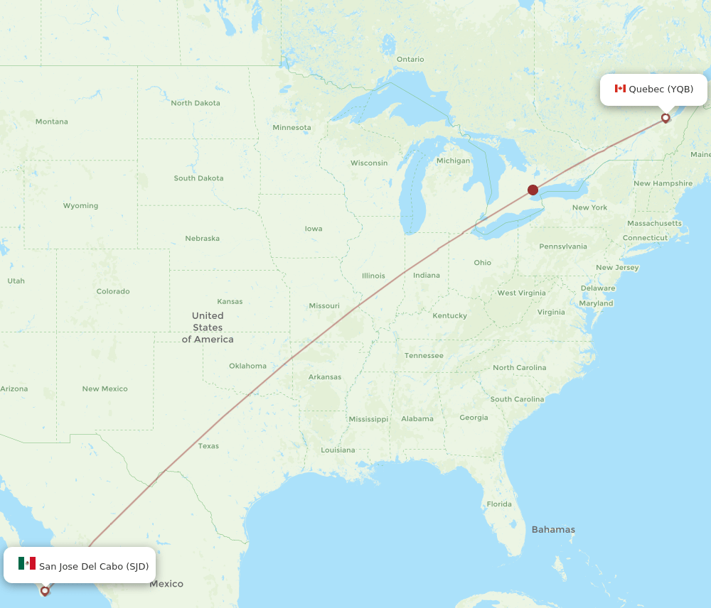 YQB to SJD flights and routes map