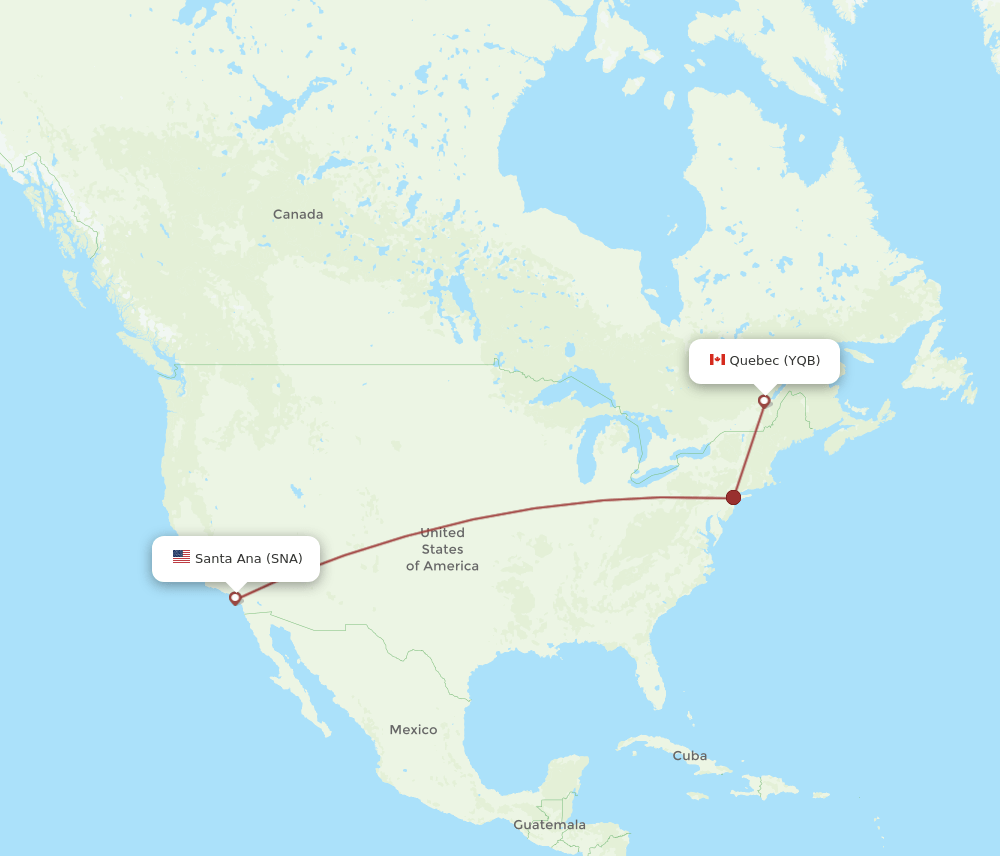 YQB-SNA flight routes