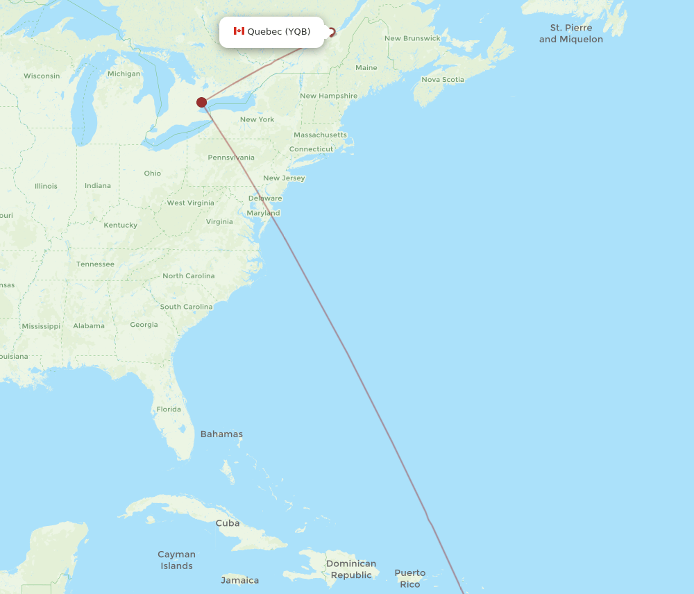YQB-SVD flight routes