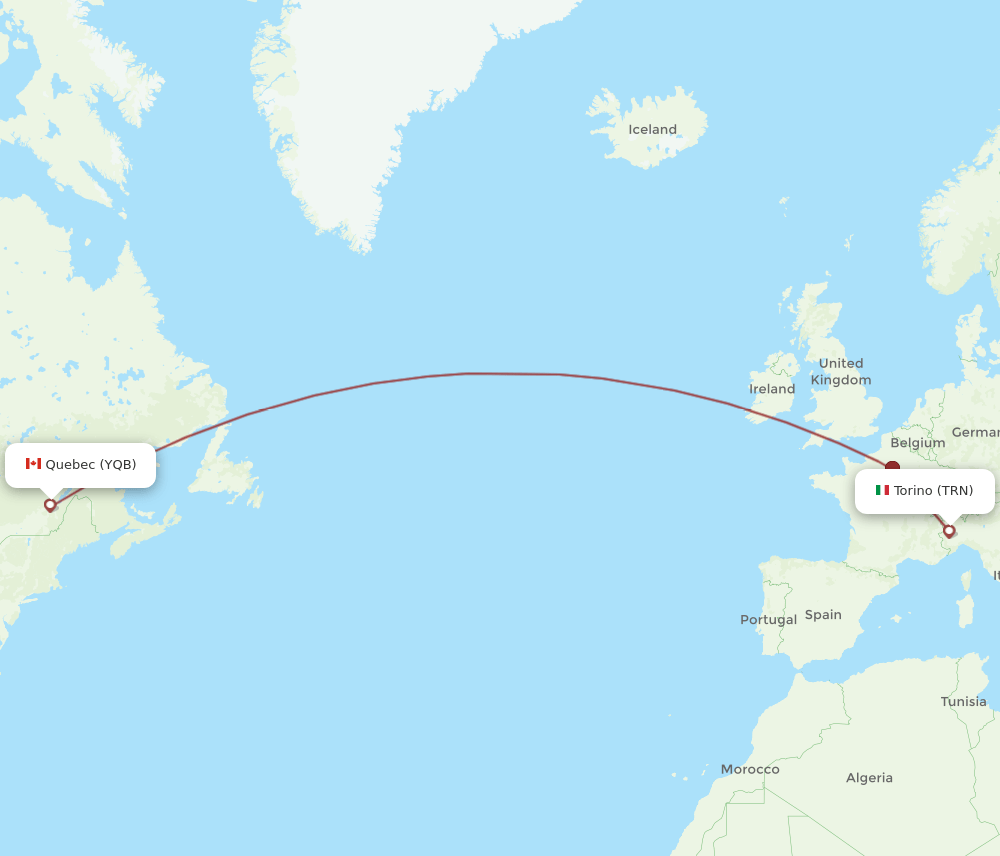 YQB to TRN flights and routes map