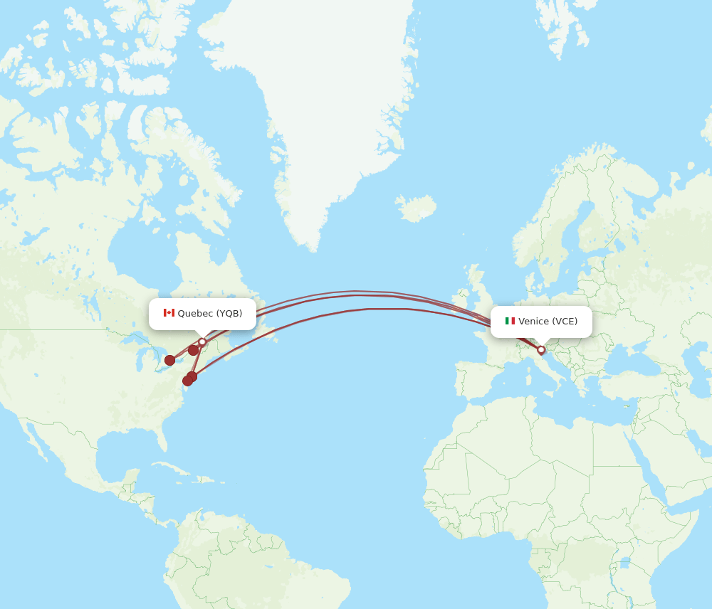 YQB-VCE flight routes