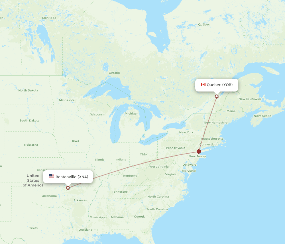 YQB-XNA flight routes