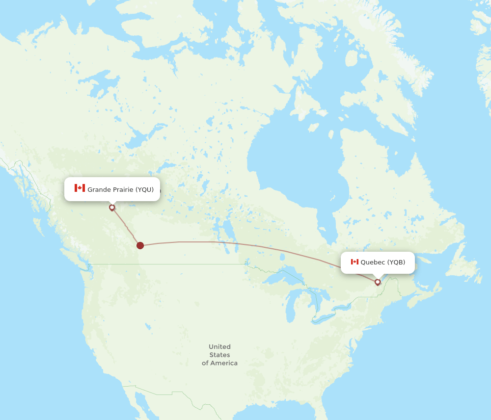 YQB-YQU flight routes