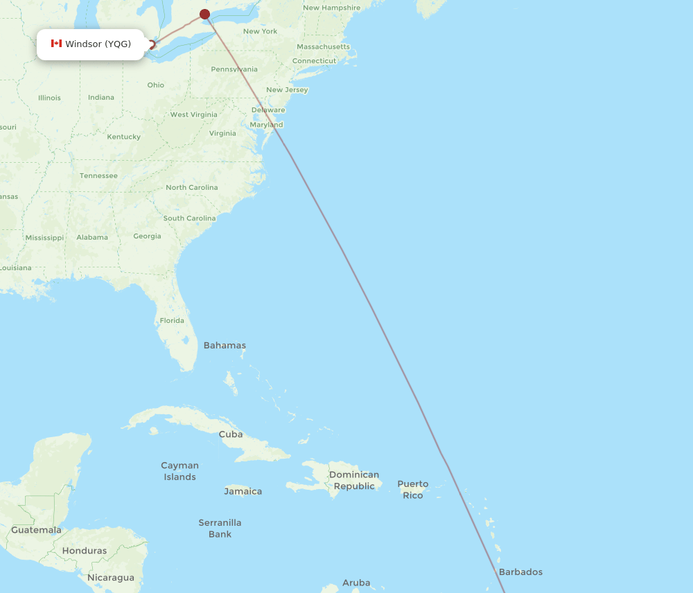 YQG-GEO flight routes