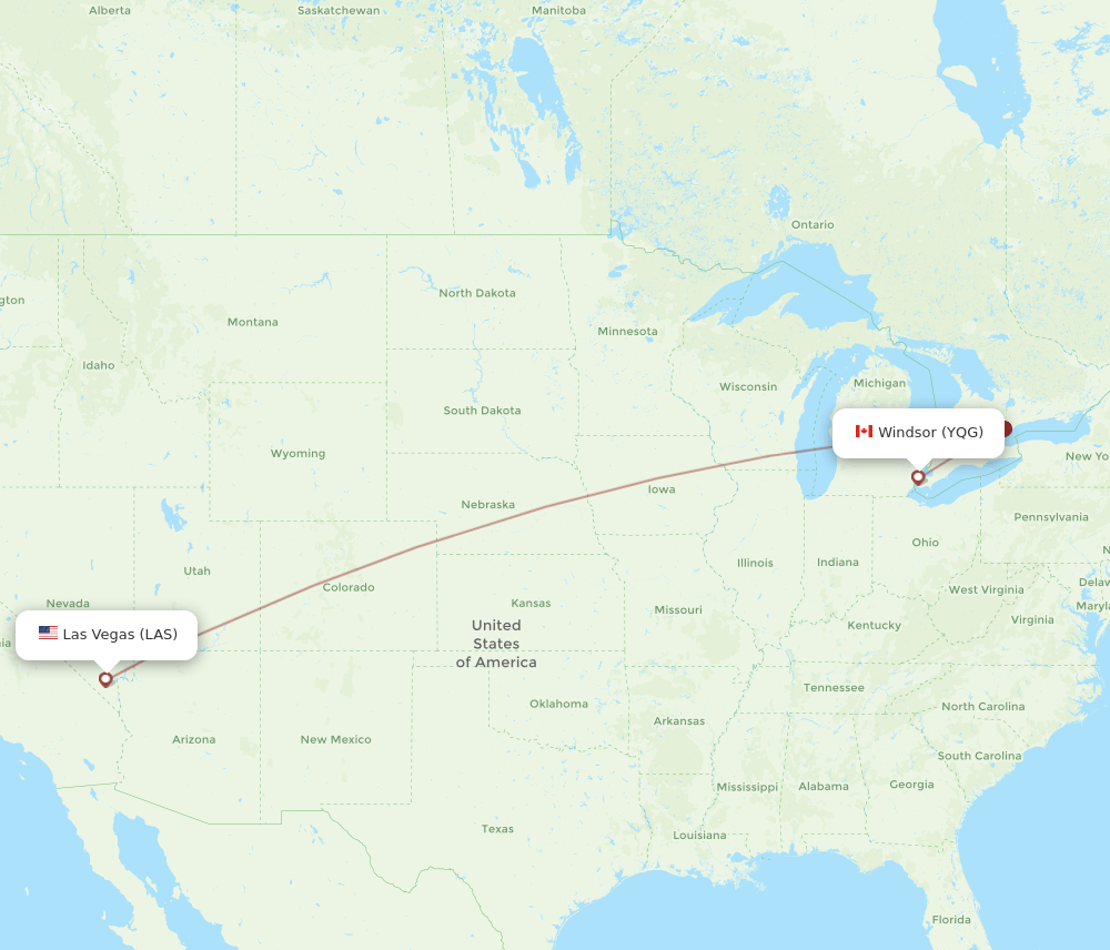 YQG-LAS flight routes