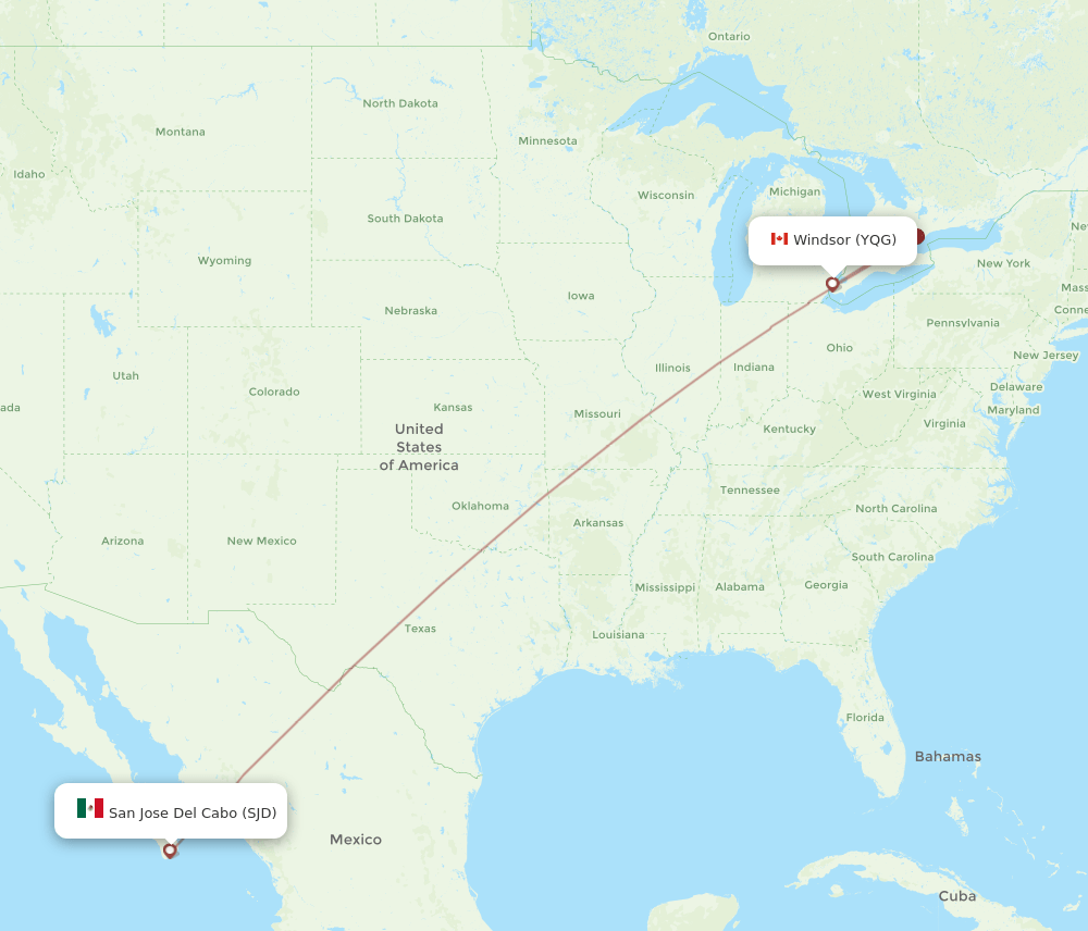 YQG-SJD flight routes