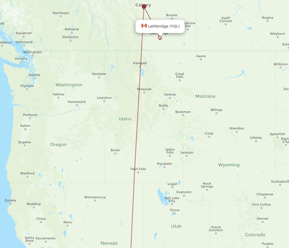 YQL-LAS flight routes