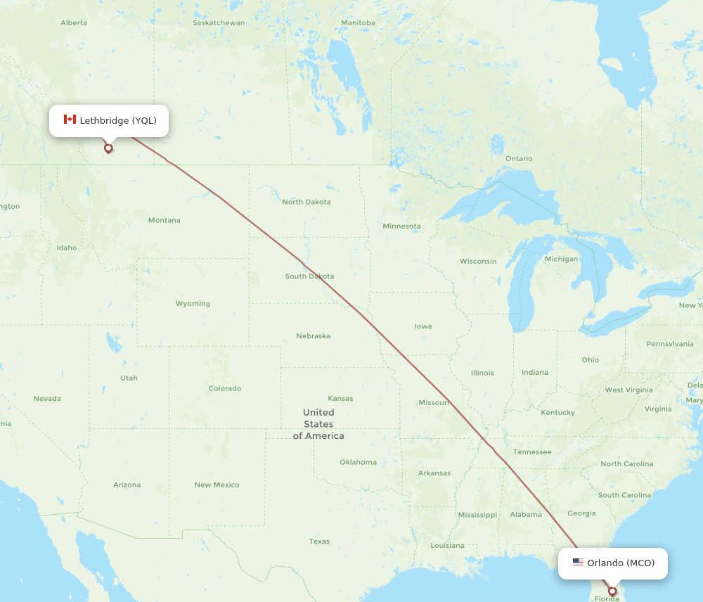 YQL-MCO flight routes