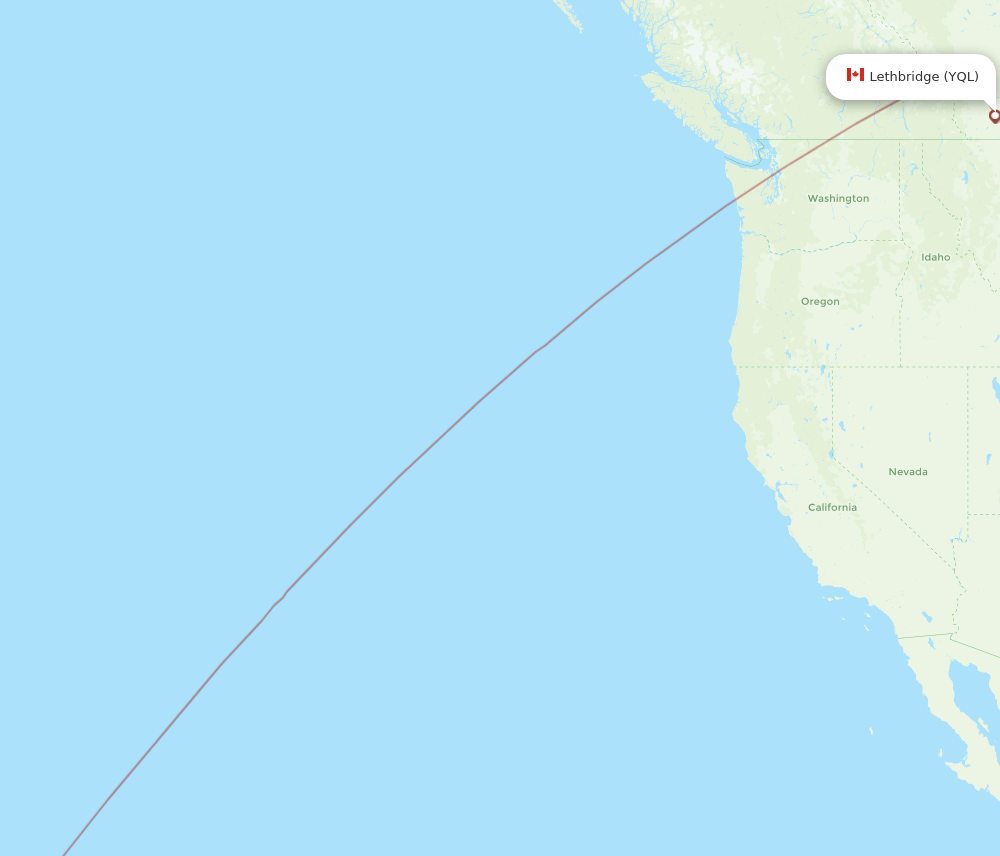 Lethbridge - Kahului route map and flight paths