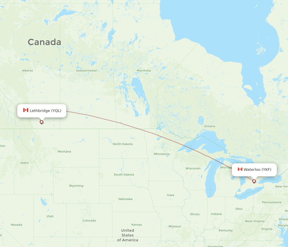 YQL-YKF flight routes
