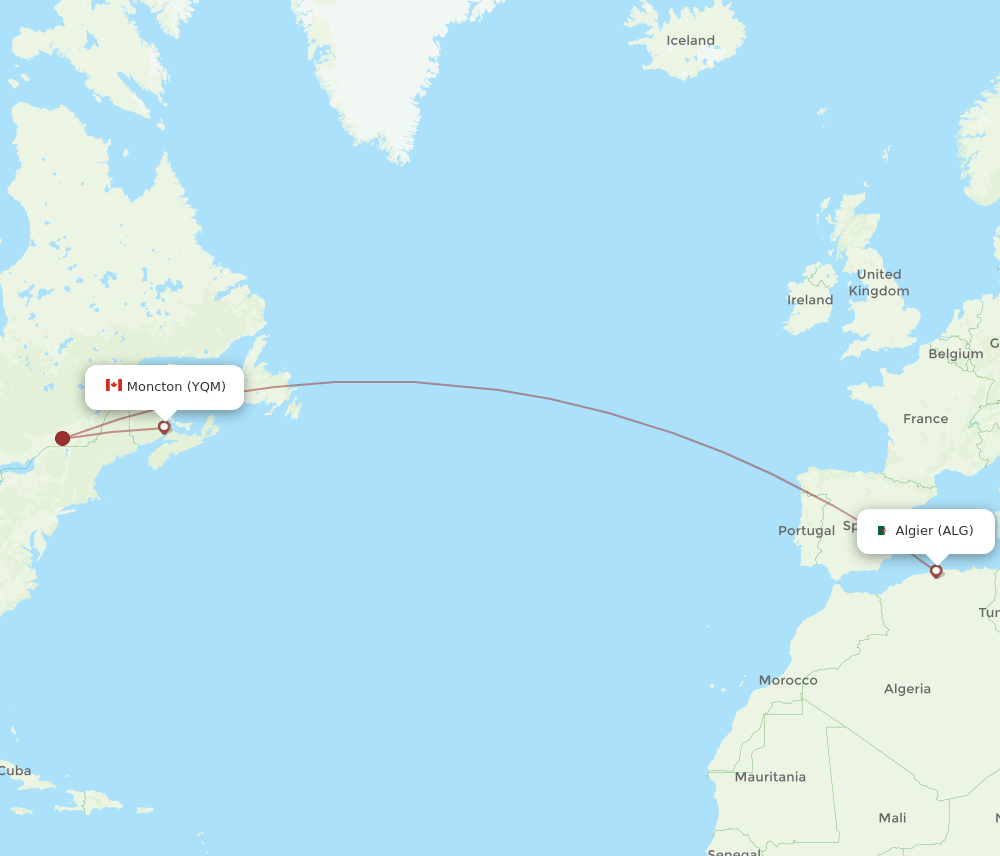 YQM-ALG flight routes