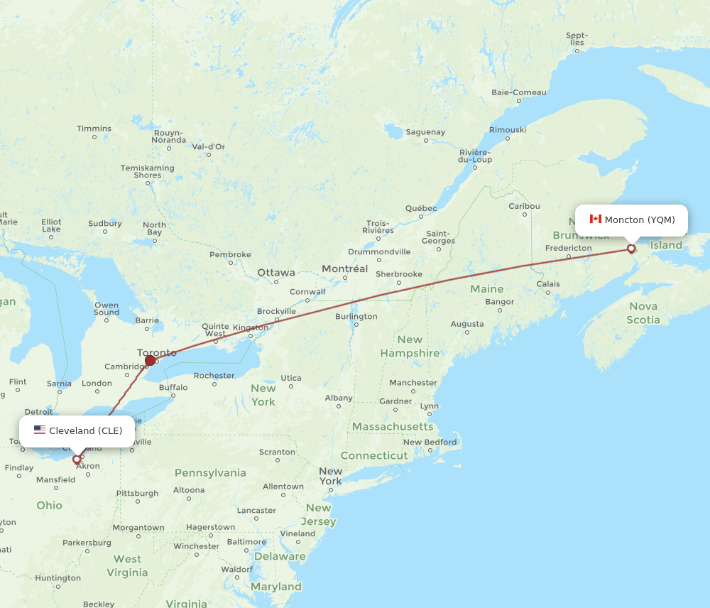 YQM-CLE flight routes