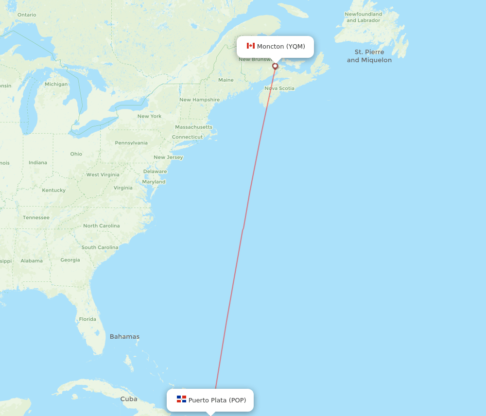 YQM-POP flight routes