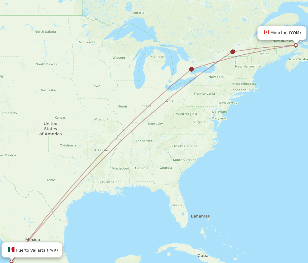 YQM-PVR flight routes