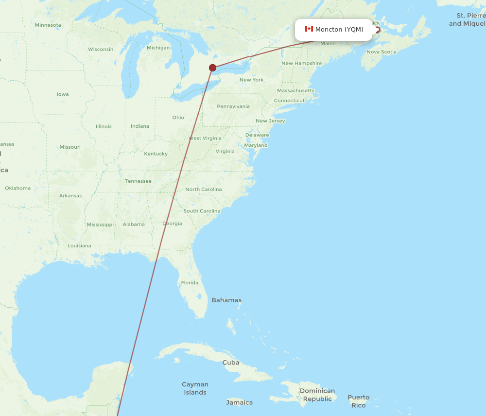 SAL to YQM flights and routes map