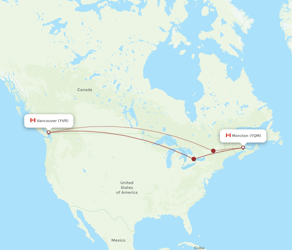 YQM-YVR flight routes