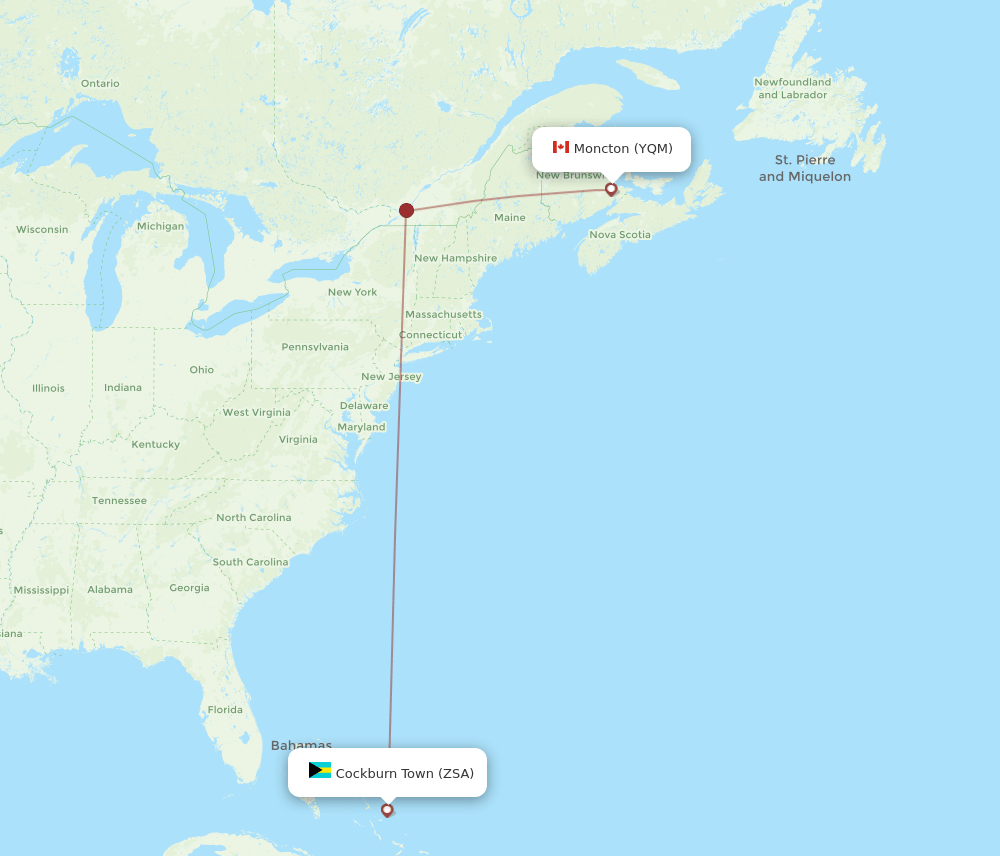 YQM-ZSA flight routes