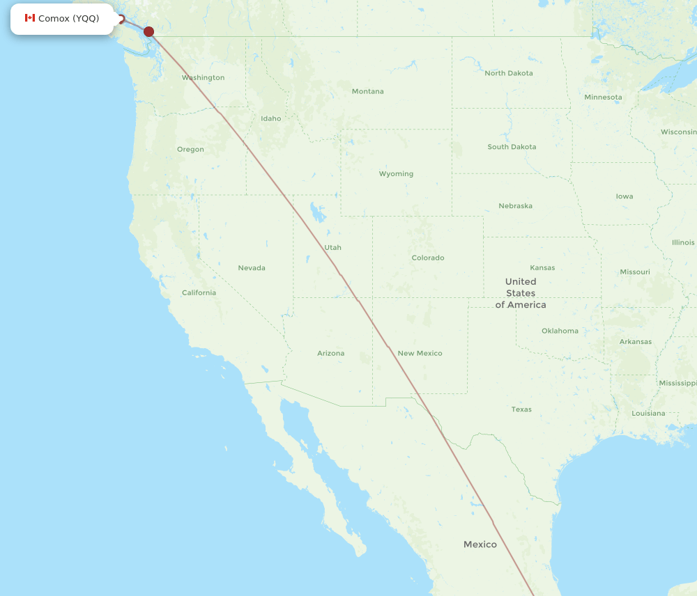 YQQ to HUX flights and routes map