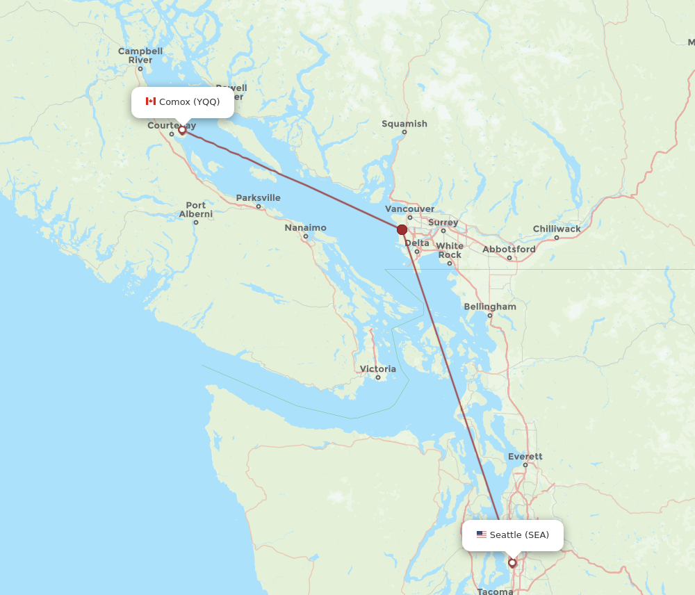 YQQ-SEA flight routes