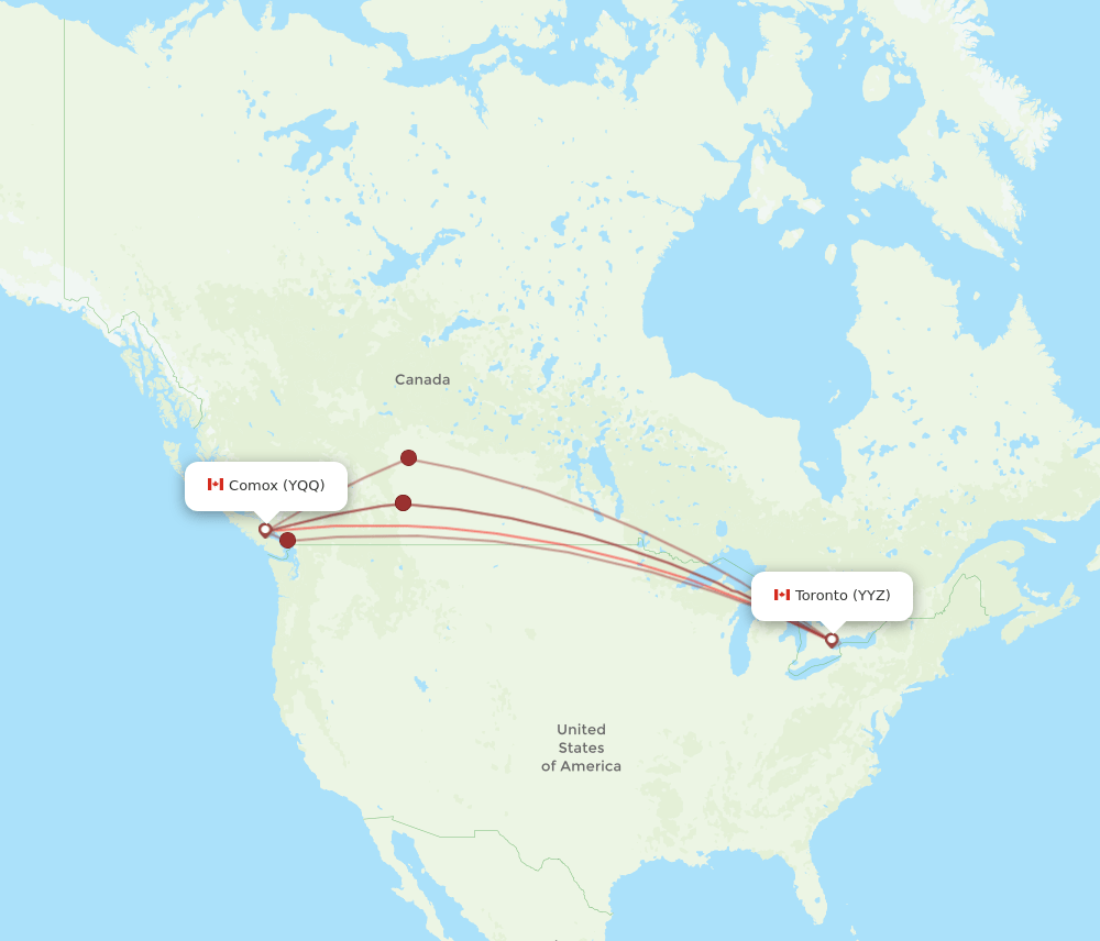 YQQ-YYZ flight routes
