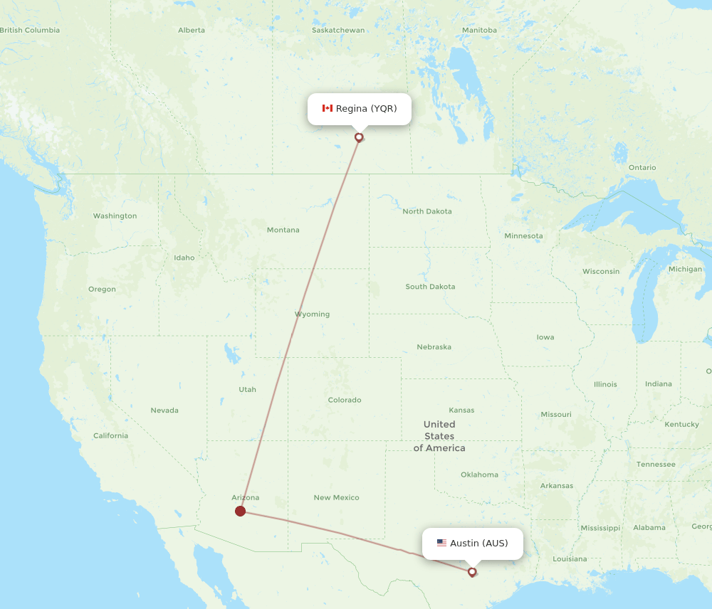 YQR-AUS flight routes