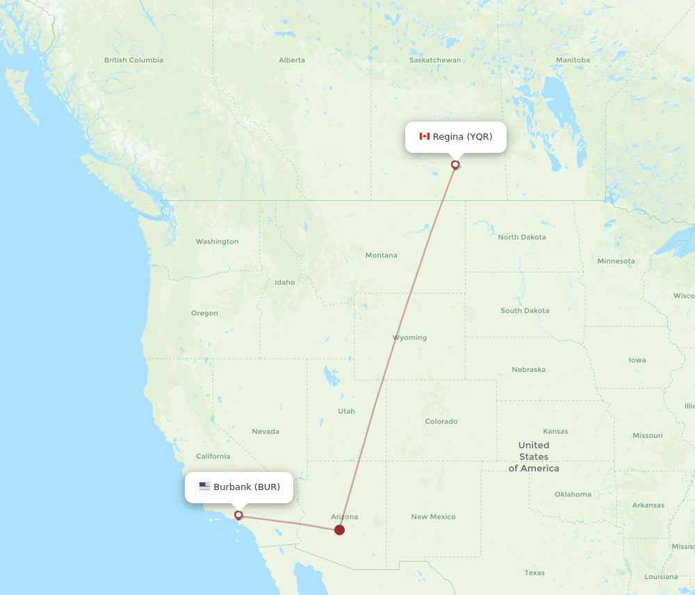YQR-BUR flight routes