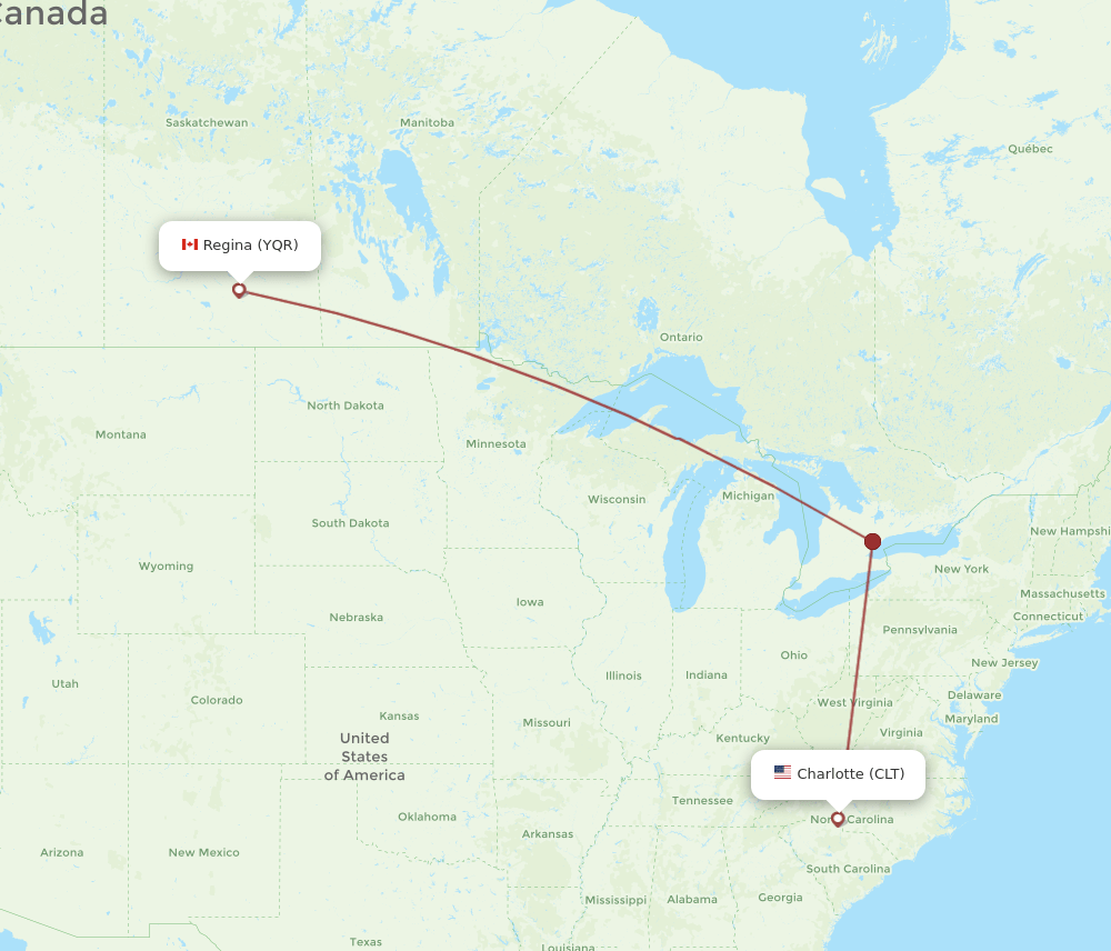 YQR-CLT flight routes