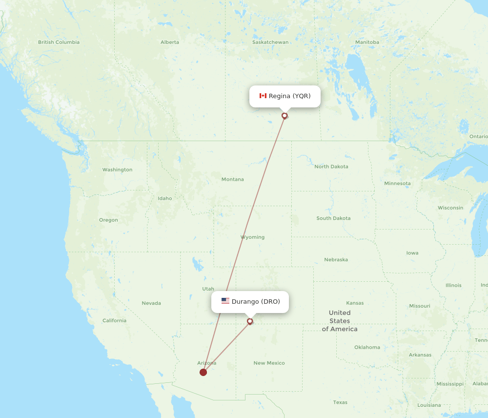 YQR-DRO flight routes
