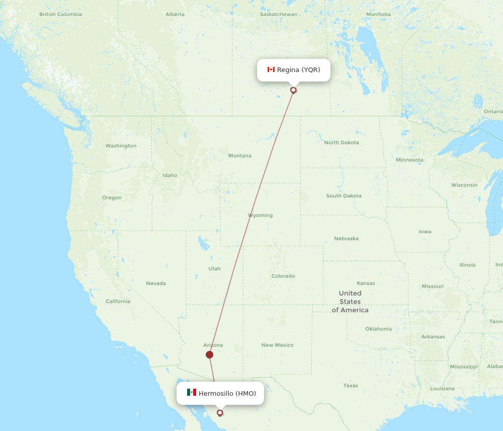 YQR-HMO flight routes