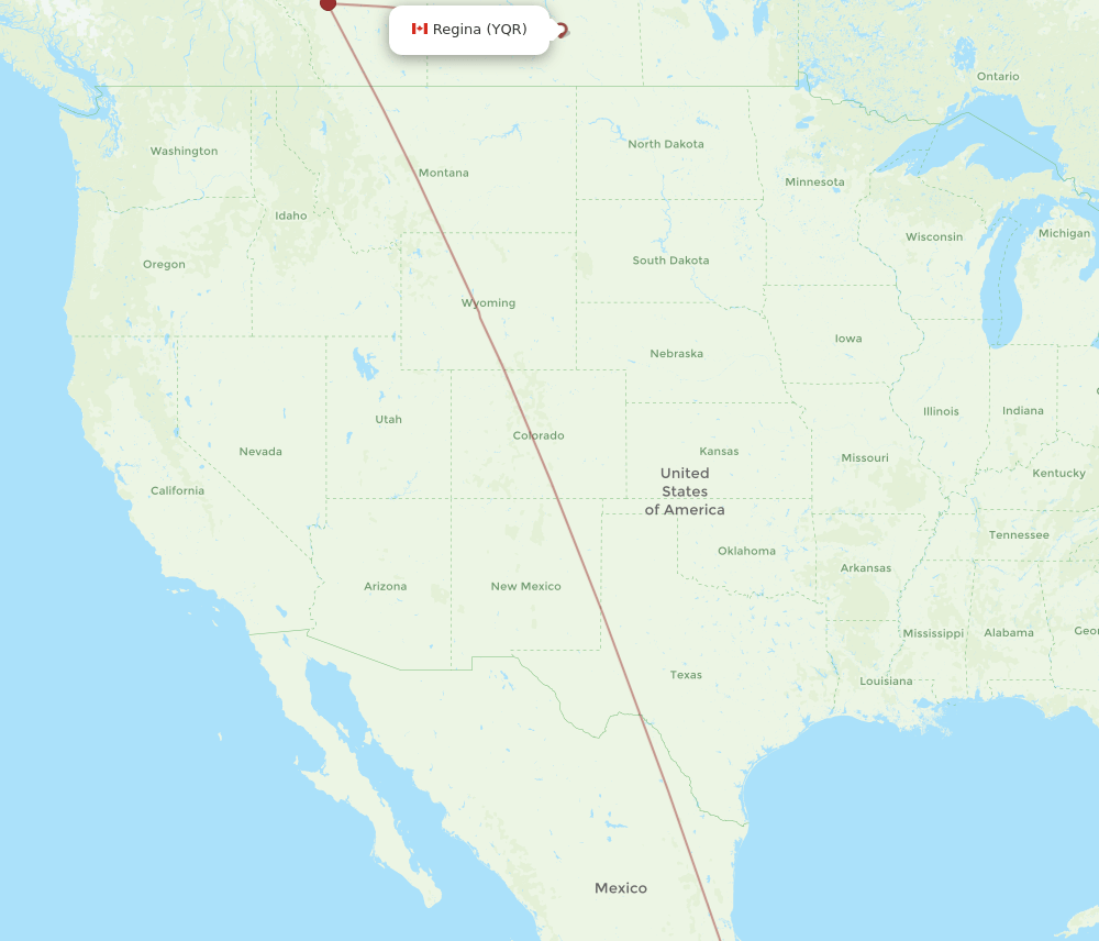 YQR-HUX flight routes