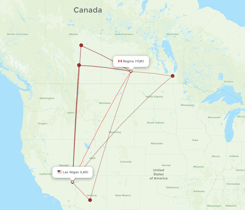 YQR-LAS flight routes
