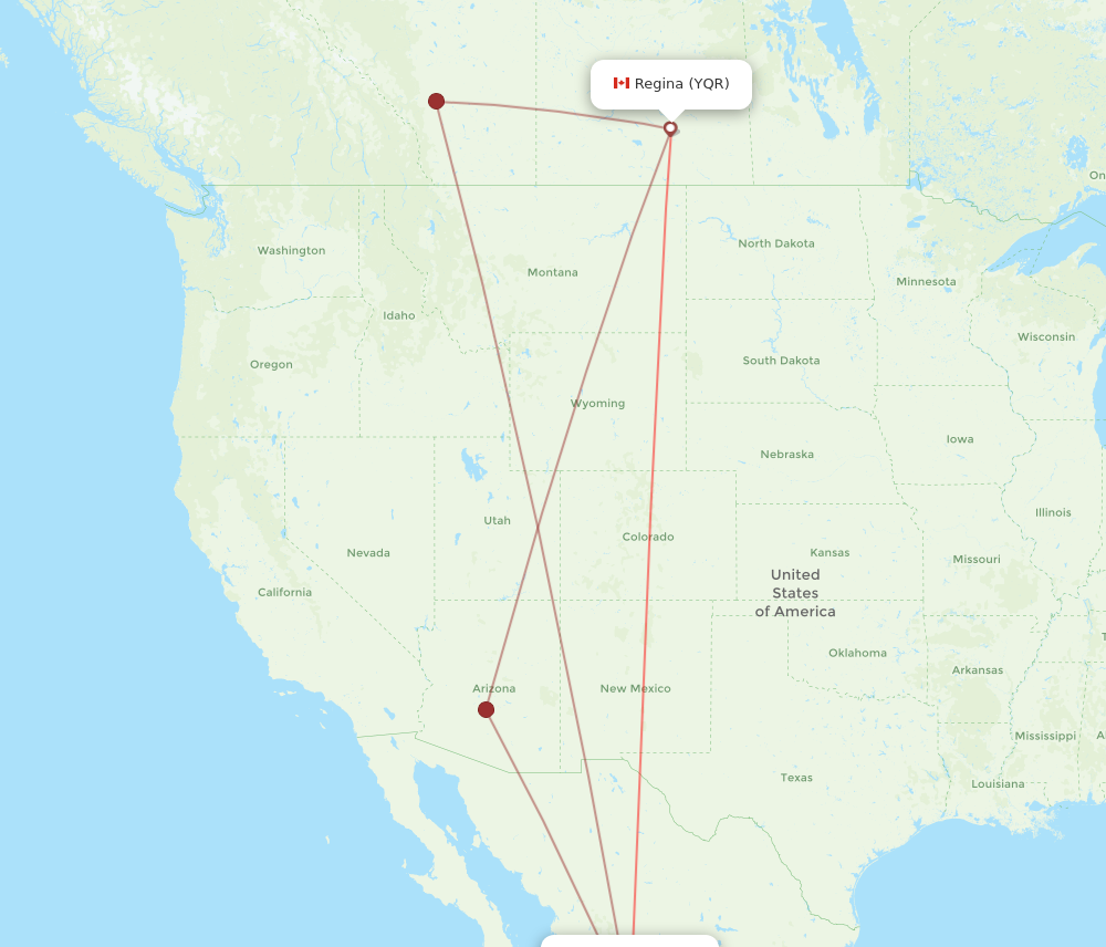 YQR to MZT flights and routes map