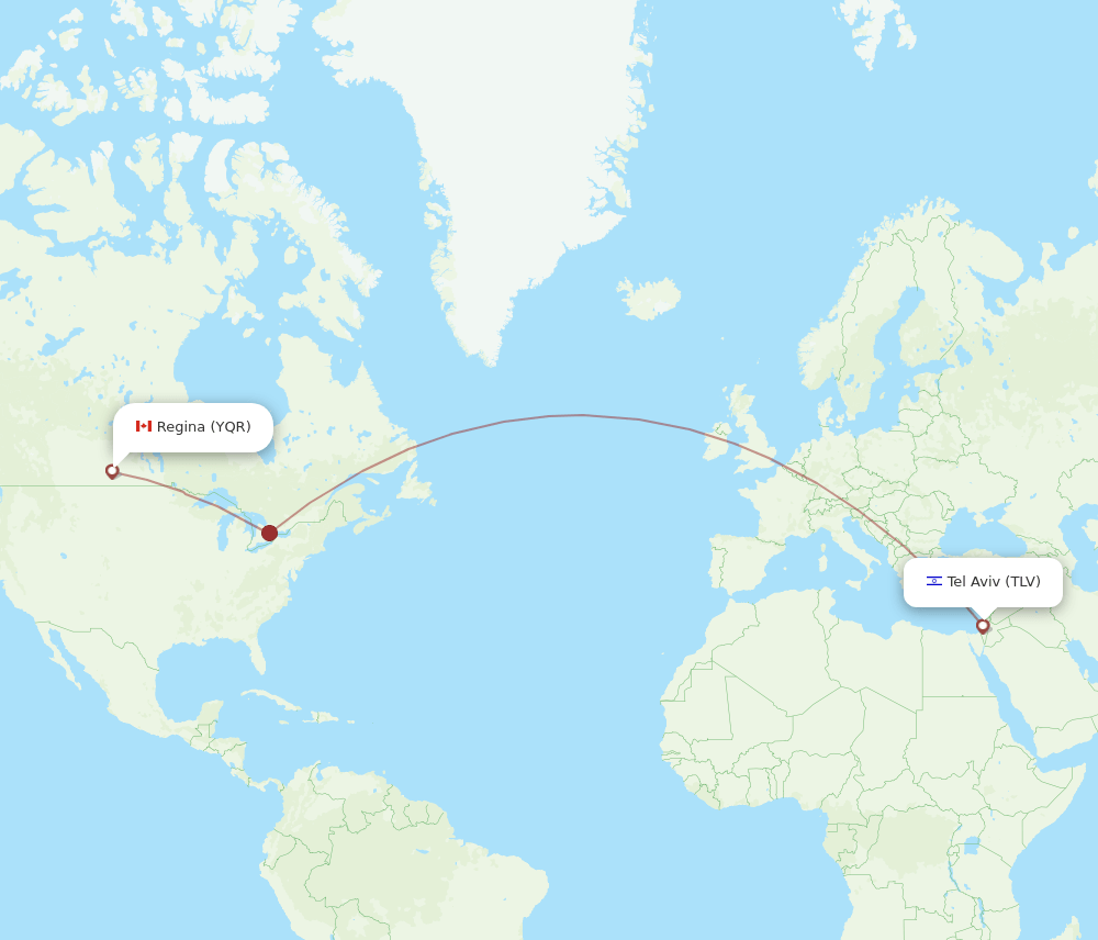 YQR-TLV flight routes