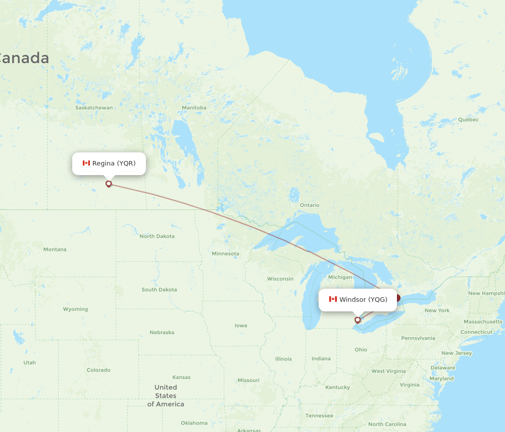 YQR-YQG flight routes