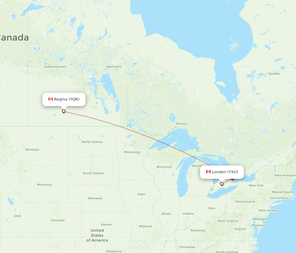 YQR-YXU flight routes
