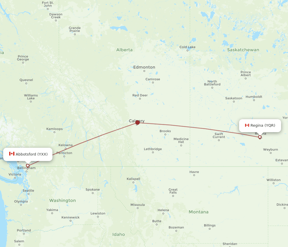 YQR-YXX flight routes