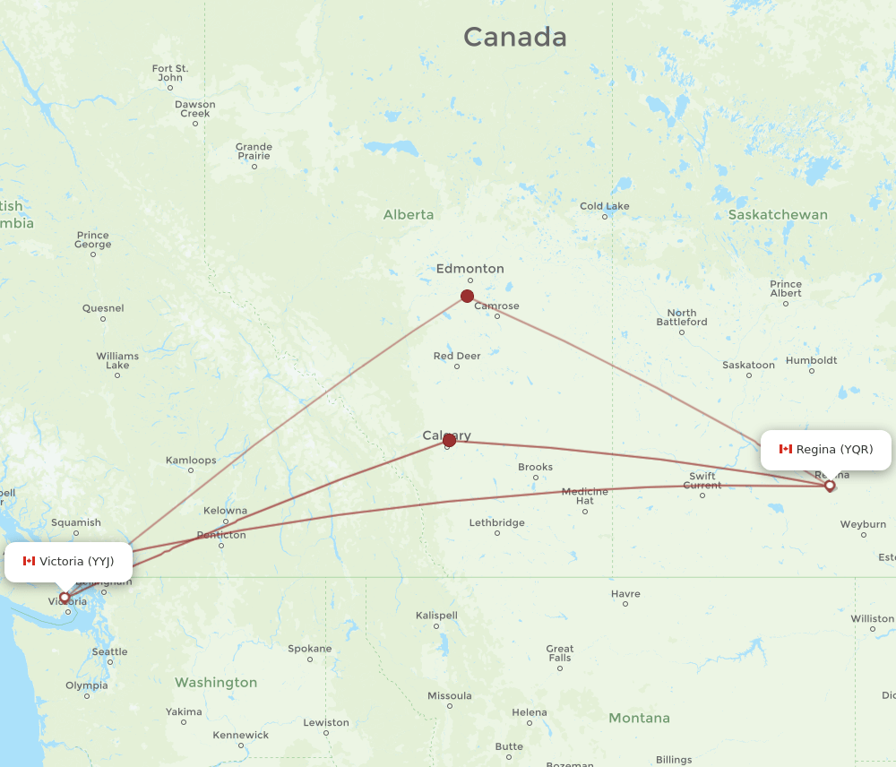 YQR-YYJ flight routes