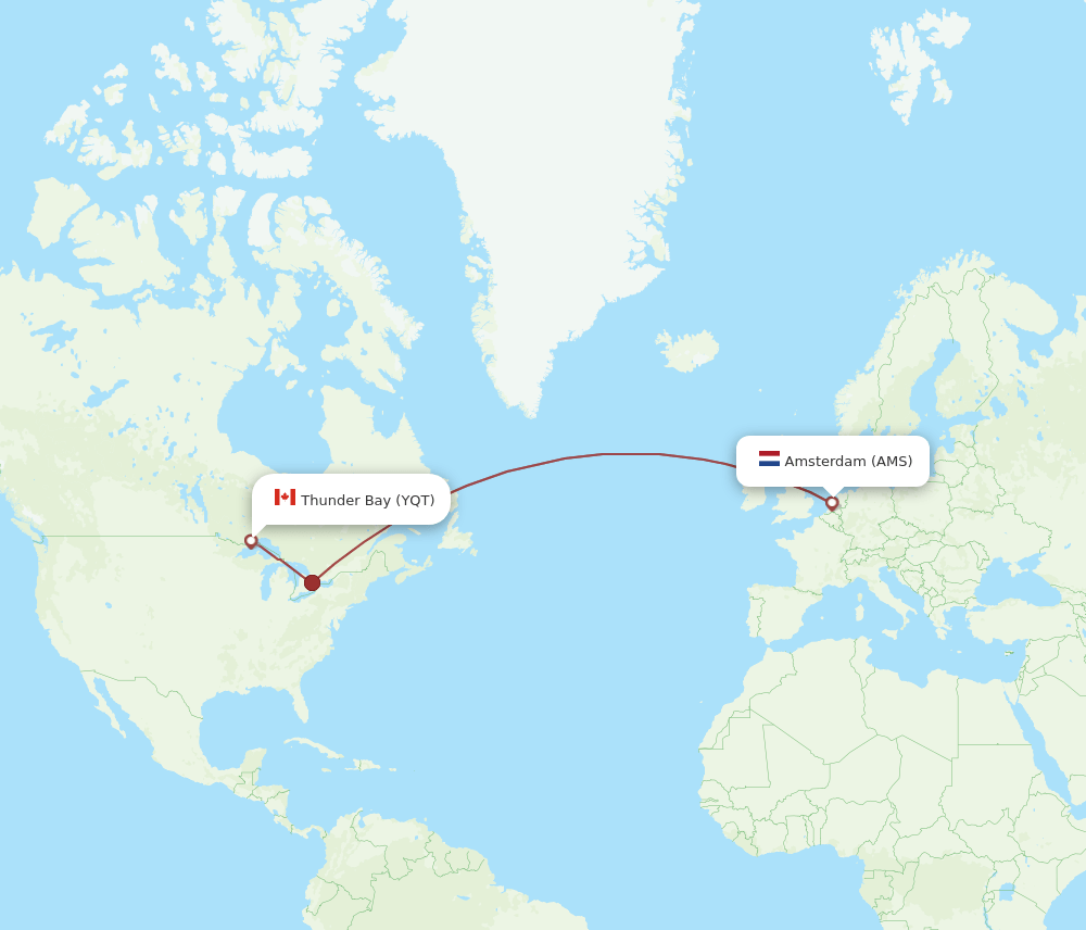 YQT to AMS flights and routes map
