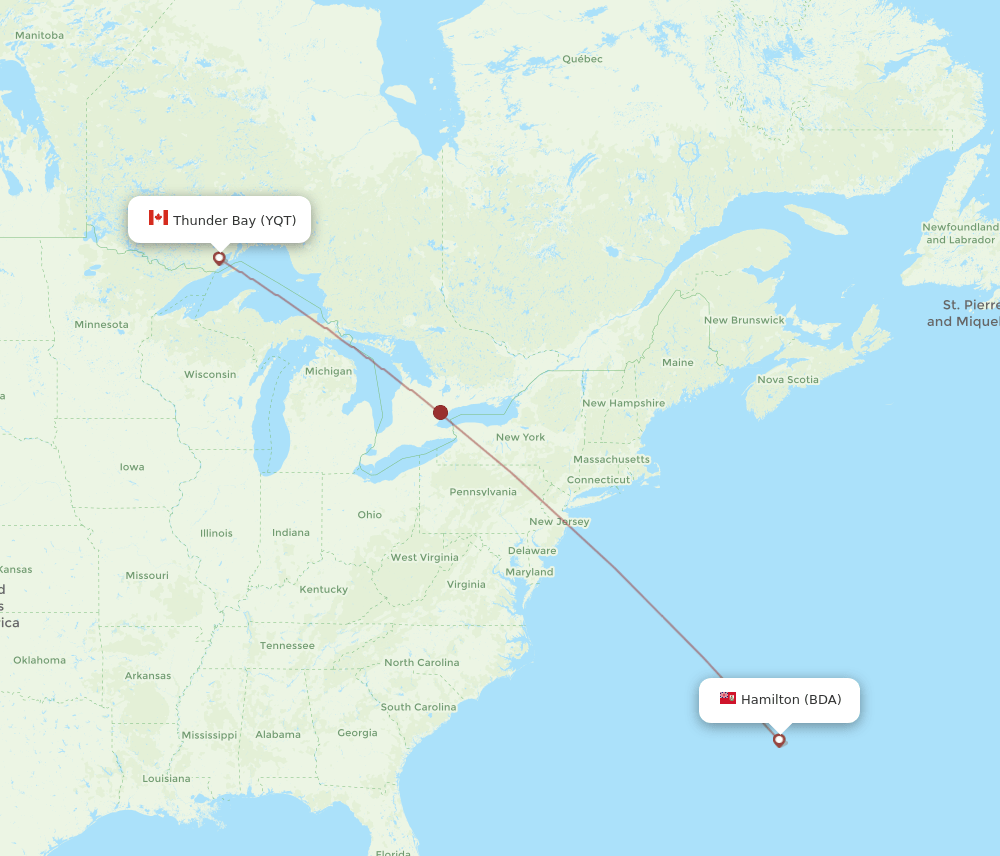 YQT-BDA flight routes