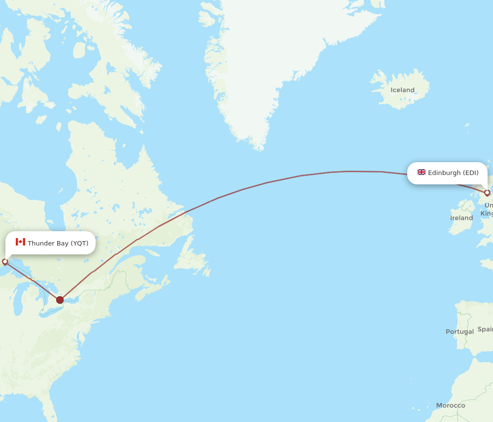 YQT-EDI flight routes