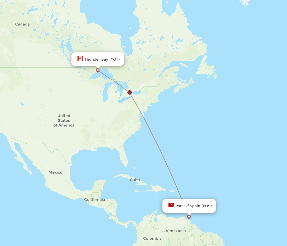 YQT-POS flight routes