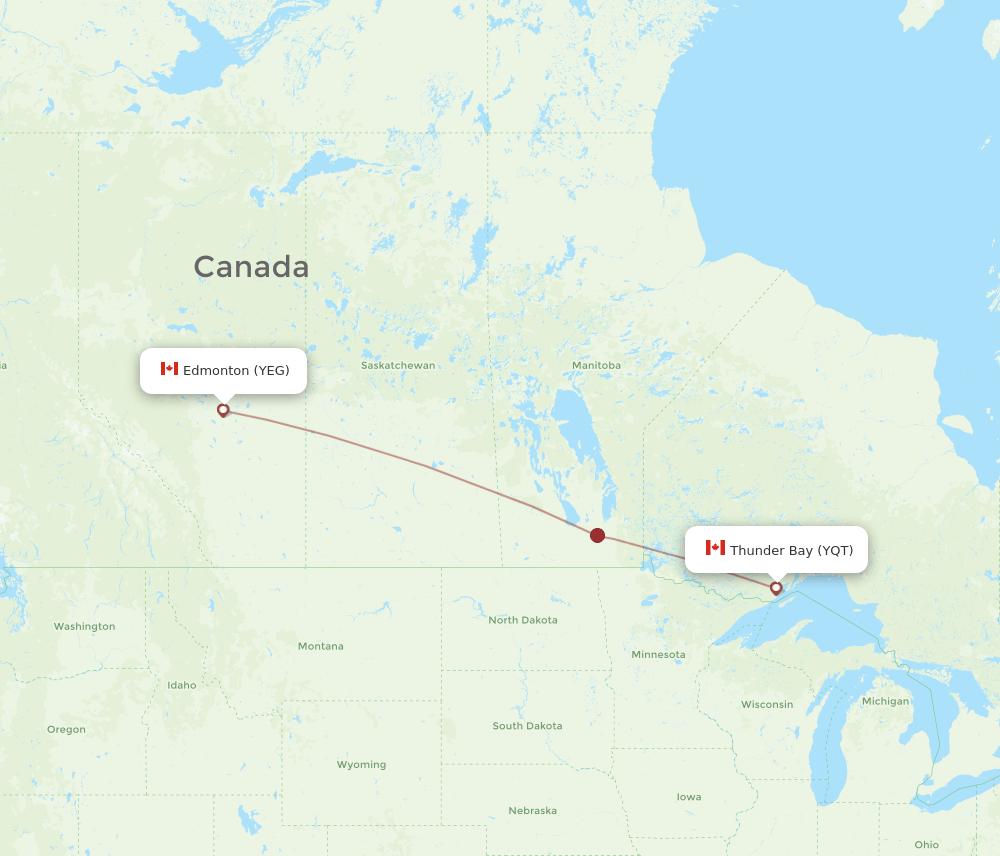 Edmonton - Thunder Bay route map and flight paths