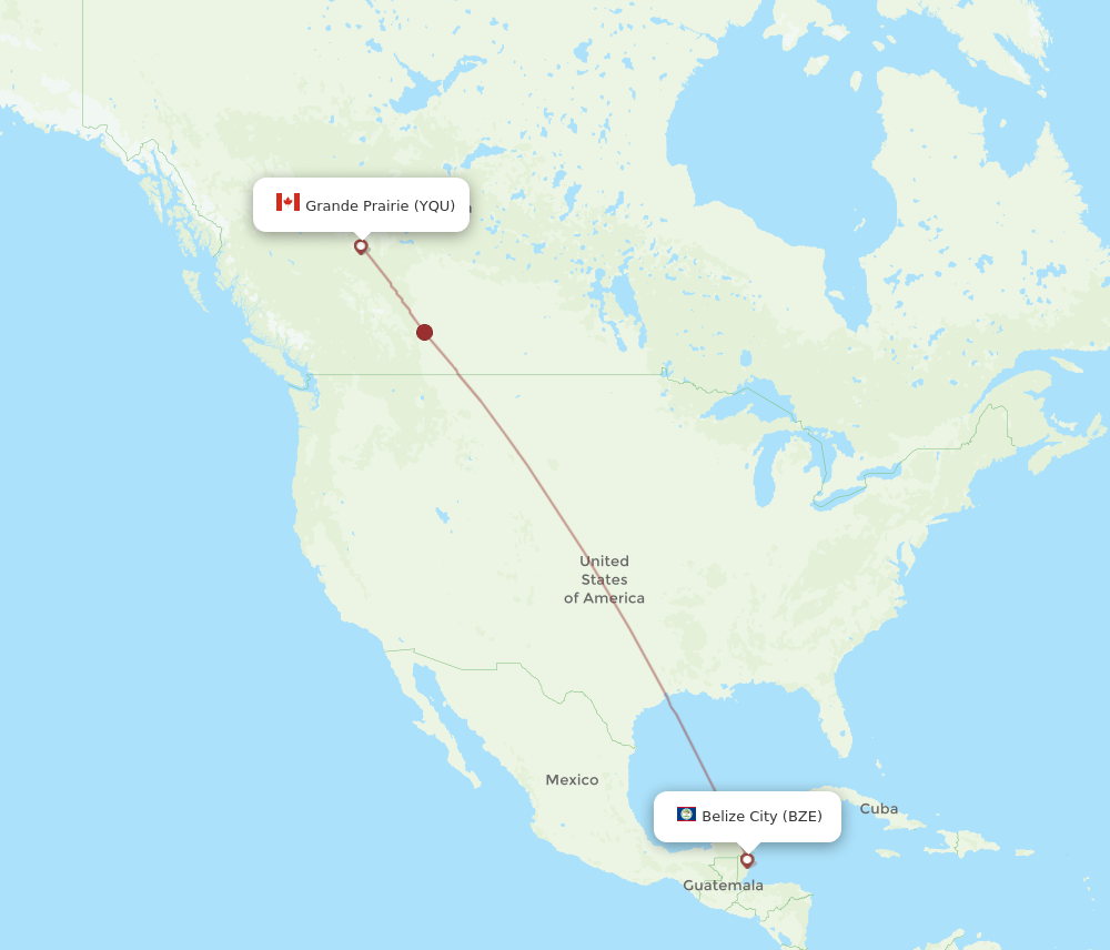 YQU-BZE flight routes