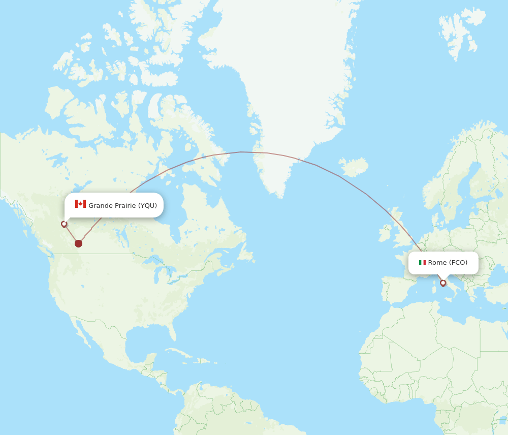Rome - Grande Prairie route map and flight paths