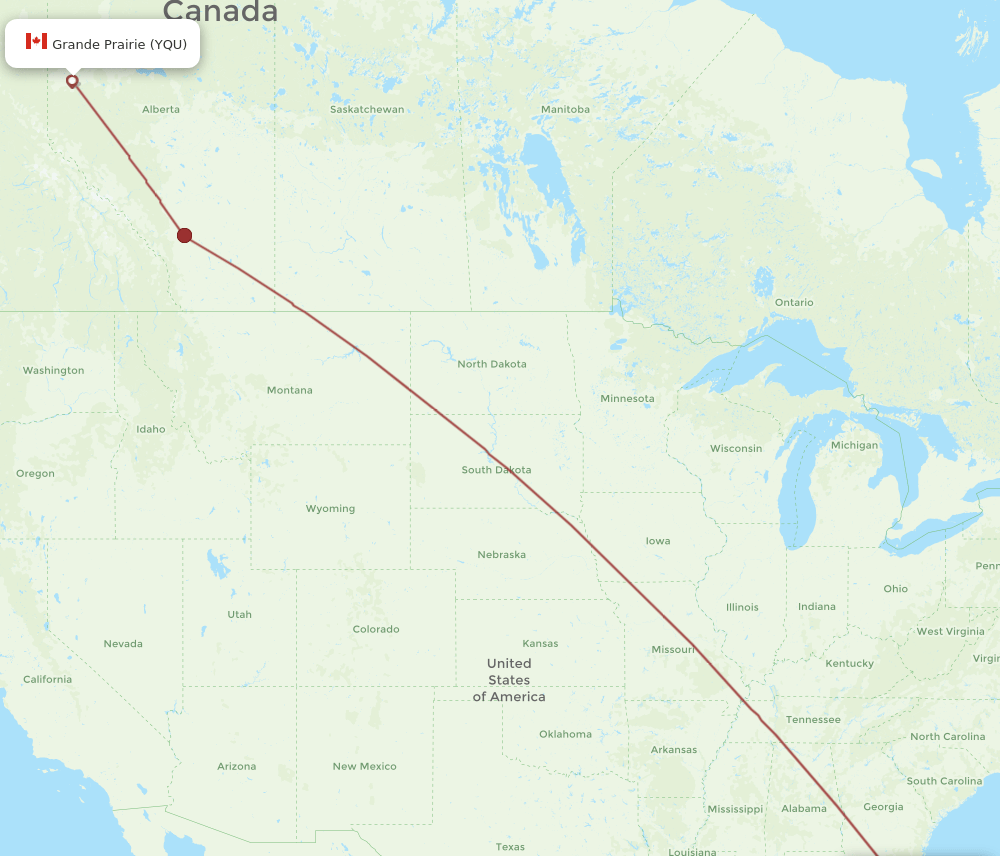 YQU to MCO flights and routes map