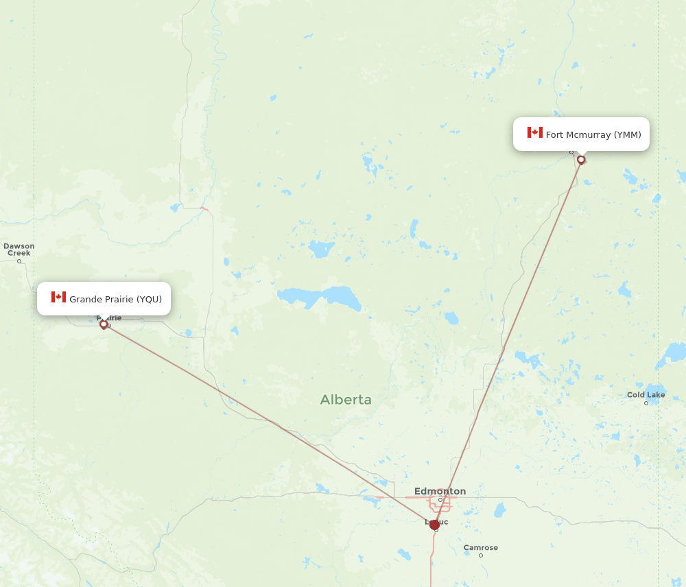 YQU-YMM flight routes