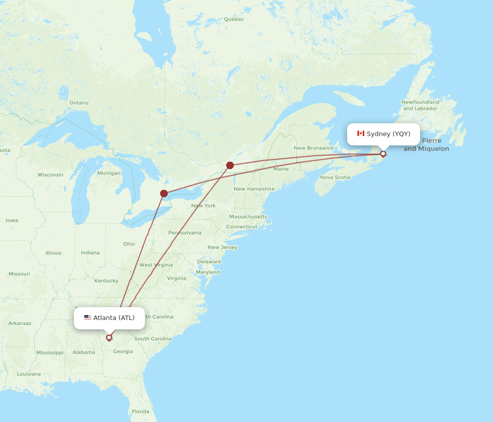 YQY-ATL flight routes