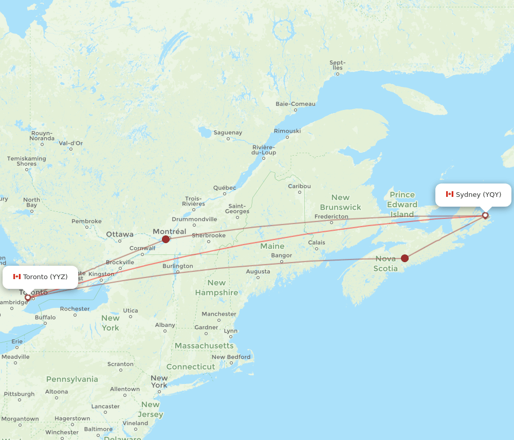 YQY-YYZ flight routes