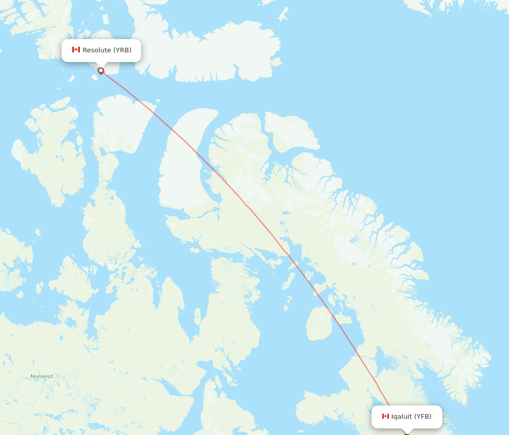 YRB to YFB flights and routes map