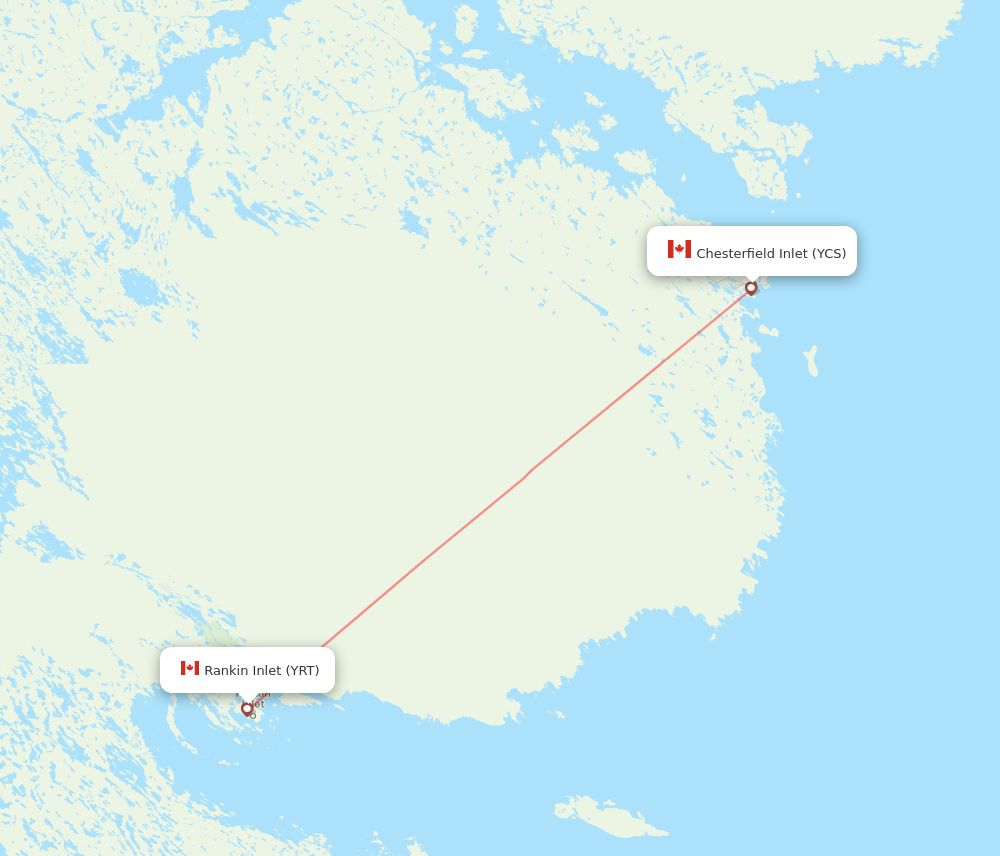 YRT to YCS flights and routes map